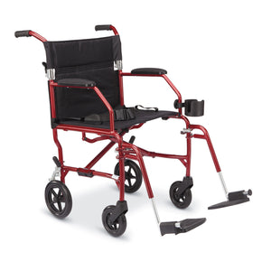 Medline UltraLight Transport Wheelchair-Burgundy