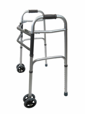 Medline Extra-Wide Two-Button Heavy Duty Wheeled Walker