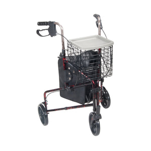 Drive Deluxe 3 Wheel Aluminum Rollator-Red Flame