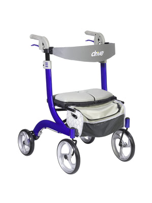 Drive Medical Nitro DLX Rollator, Firm Foam Seat-Blue