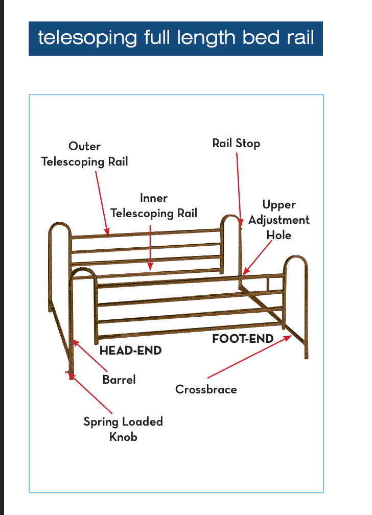 Standard Telescoping Full-Length Side Rail, Brown-Vein Finish
