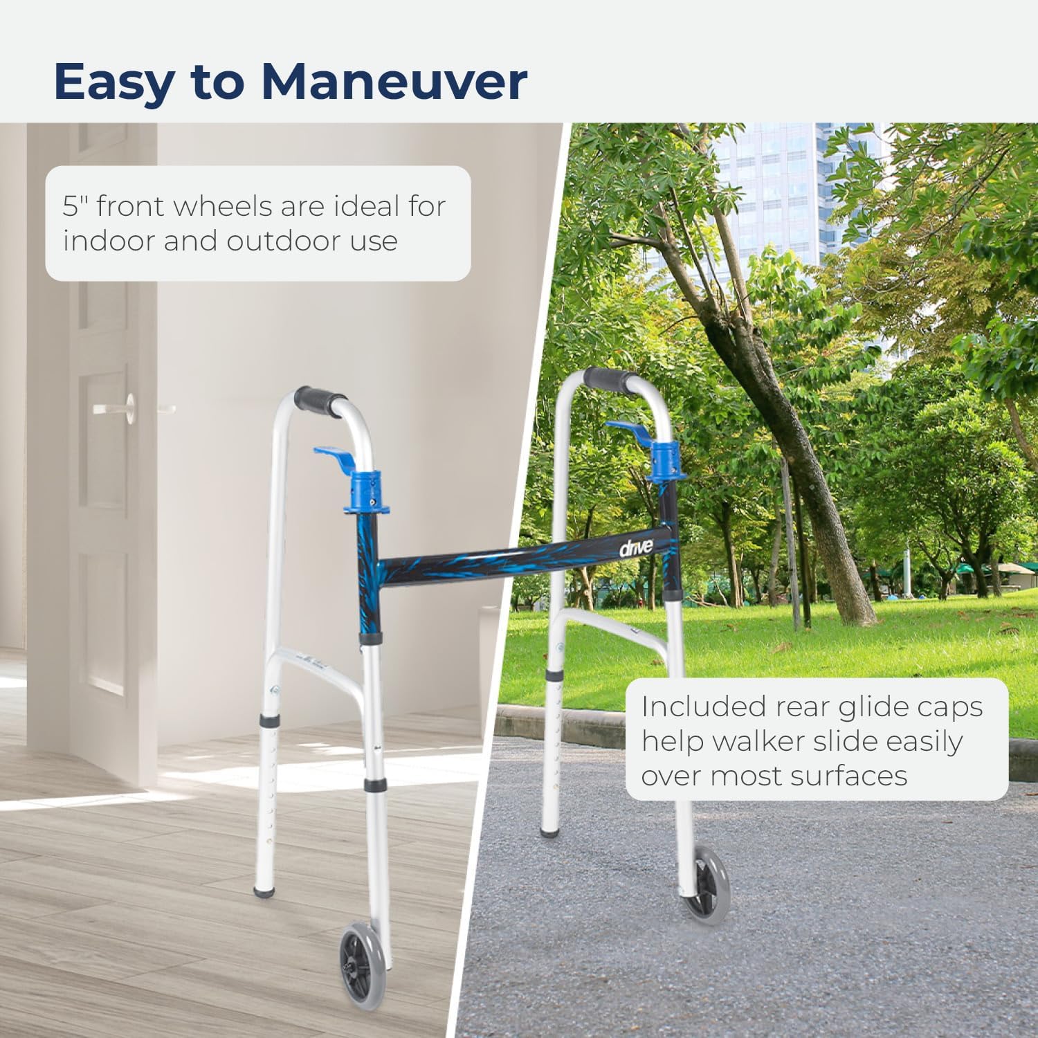 Drive Trigger Release Folding 5" Wheeled Walker - Just Walkers