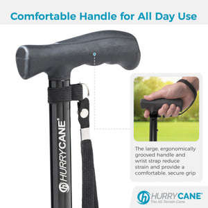 HurryCane Freedom Edition Folding Cane with T Handle