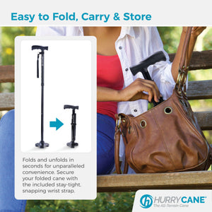 HurryCane Freedom Edition Folding Cane with T Handle