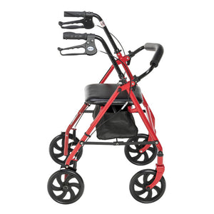 Drive Steel 4 Wheel Rollator with Fold Up Removable Back-Red