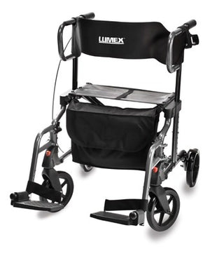Lumex HybridLX Rollator/Transport Chair-Titanium
