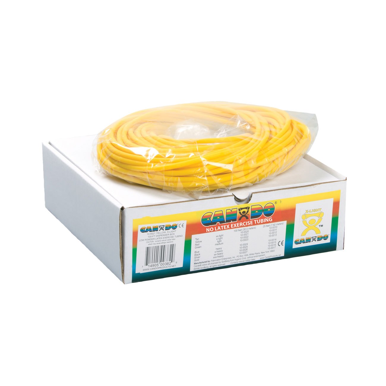 CanDo Latex Free Exercise Tubing - 100' dispenser roll - Yellow - x-light CanDo Latex Free Exercise Tubing - 100' dispenser roll - Yellow - x-light