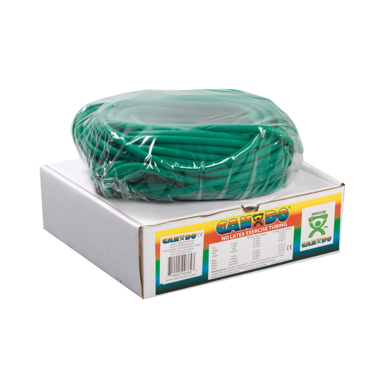 CanDo Latex Free Exercise Tubing - 100' dispenser roll - Green - medium CanDo Latex Free Exercise Tubing - 100' dispenser roll - Green - medium