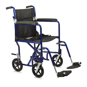 Medline 19" Aluminum Transport Wheelchair-Blue
