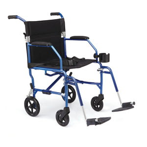 Medline UltraLight Transport Wheelchair-Blue