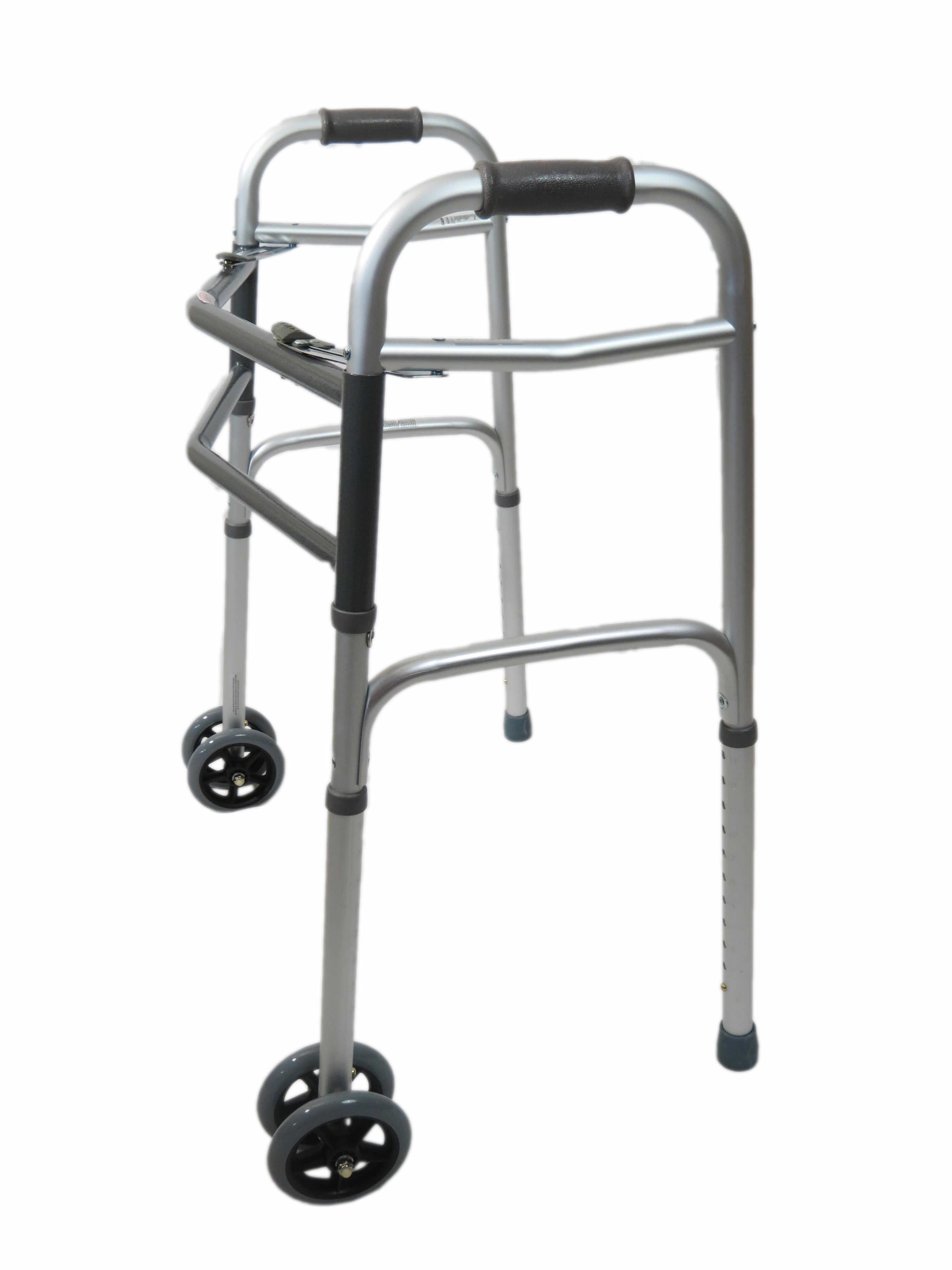 Medline Extra-Wide Two-Button Heavy Duty Wheeled Walker - Just Walkers