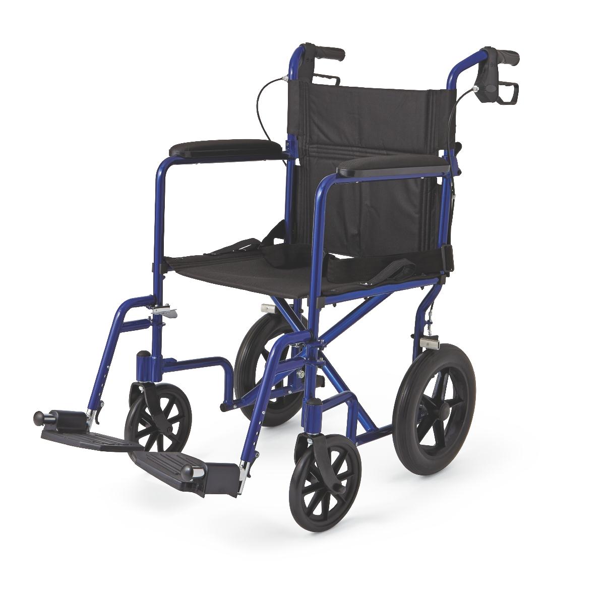 Aluminum Transport Wheelchair w/ 12" Wheels-Red