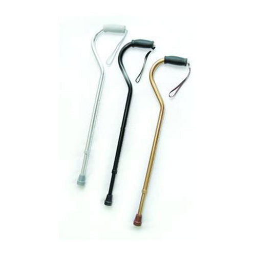Black Offset Handle Cane with Strap