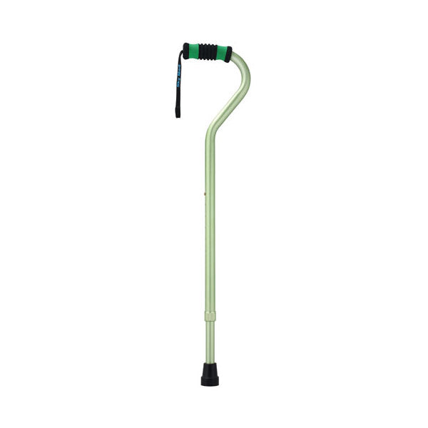 Standard Offset Walking Cane - Adjustable, Aluminum-Green