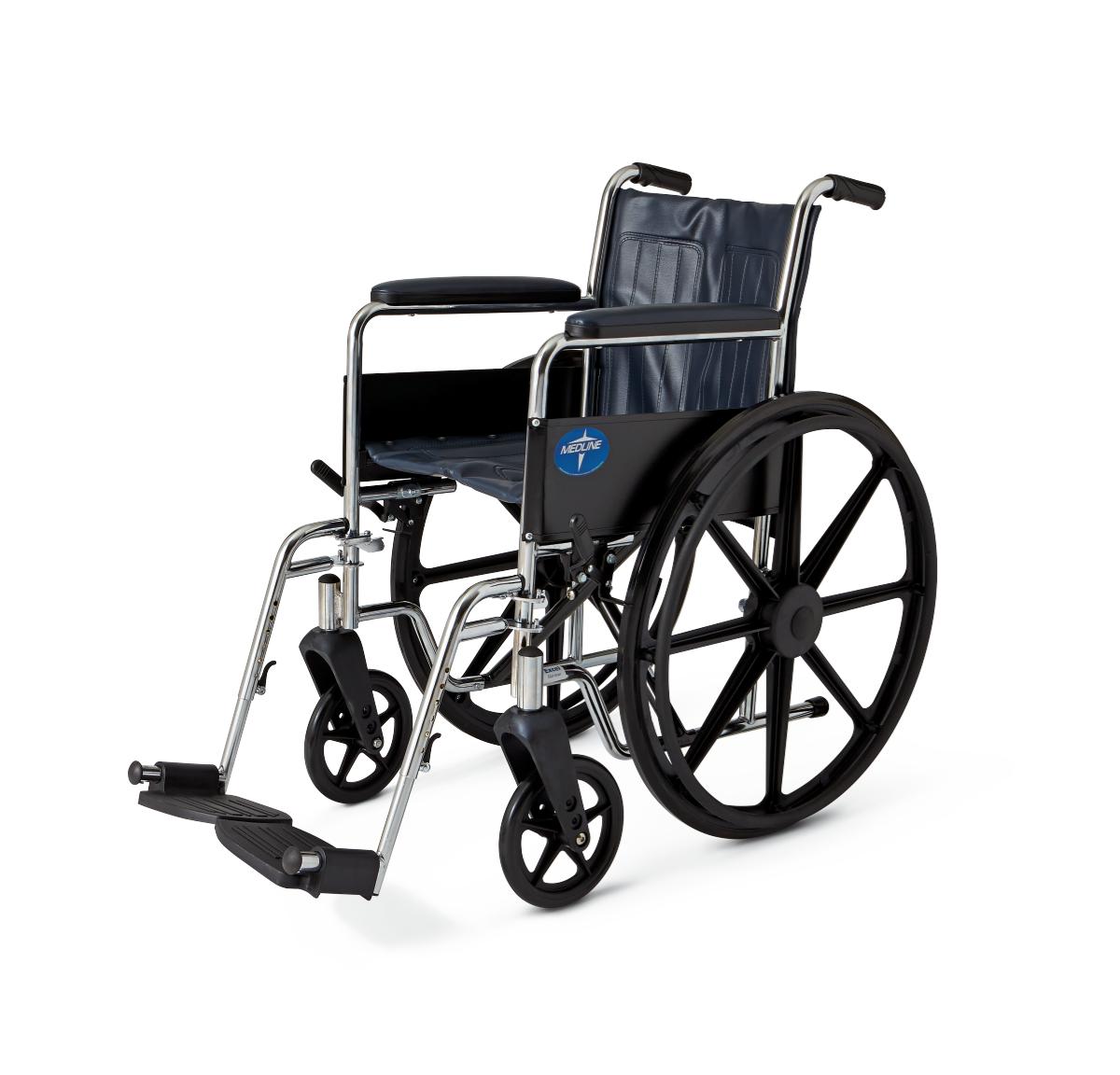 Medline 20 " Wide Excel Black Extra-Wide Wheelchair w/ Detachable Legrests