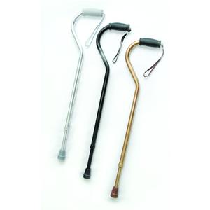 Bronze Offset Handle Cane with Strap