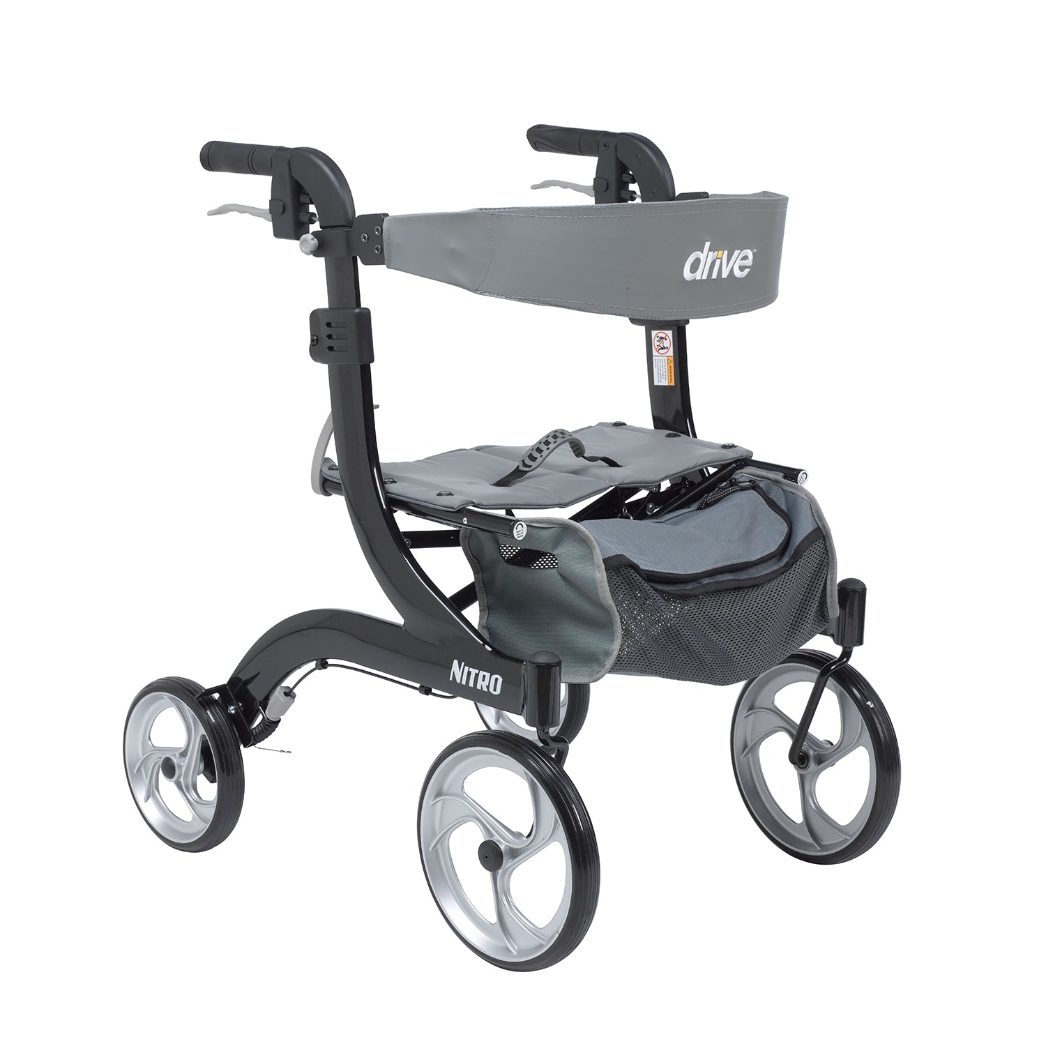 Drive Nitro Euro Style Walker Rollator, Petite-Black