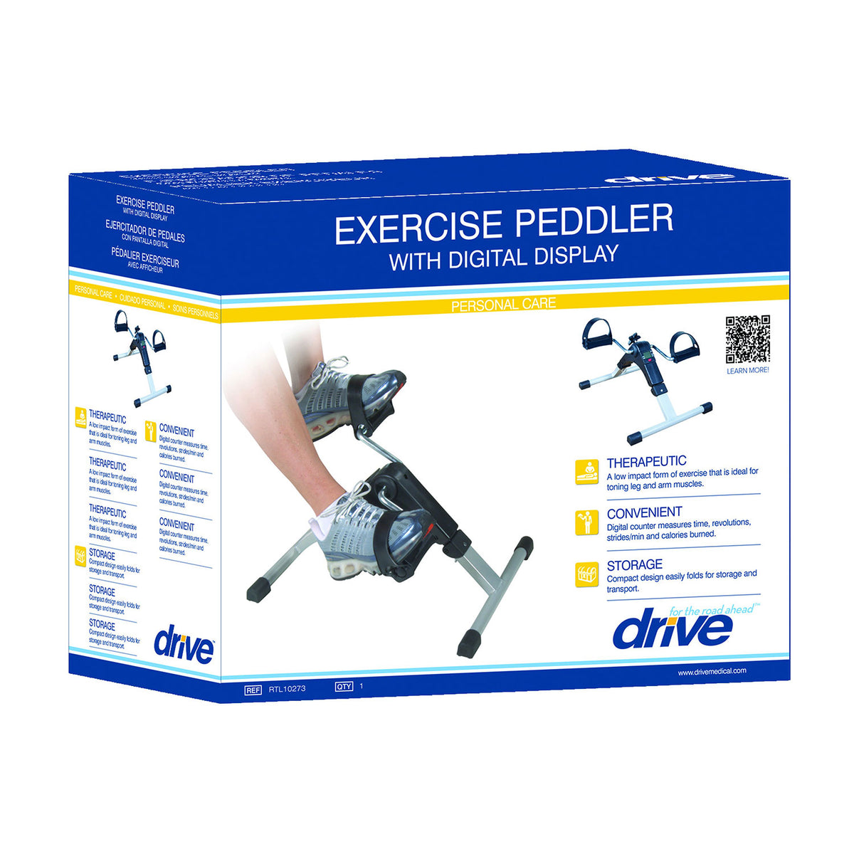 Folding Exercise Peddler with Electronic Display