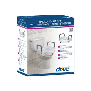 Drive Elevated Raised Toilet Seat with Removable Padded Arms, With Armrests